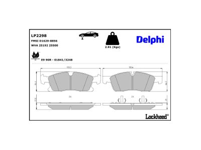 Juego de 4 pastillas de freno (Almohadilla de freno) DELPHI ref. LP2298