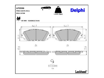Juego de 4 pastillas de freno (Almohadilla de freno) DELPHI ref. LP2299