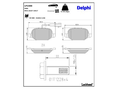 Juego de 4 pastillas de freno (Almohadilla de freno) DELPHI ref. LP2300