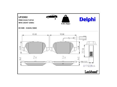Jeu de 4 plaquettes de frein DELPHI LP2302