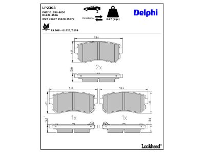 Juego de 4 pastillas de freno (Almohadilla de freno) DELPHI ref. LP2303