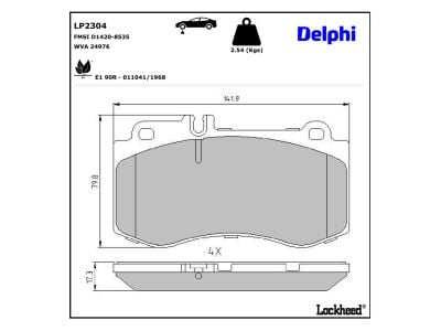 Juego de 4 pastillas de freno (Almohadilla de freno) DELPHI ref. LP2304