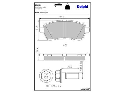 Jeu de 4 plaquettes de frein DELPHI ref. LP2306