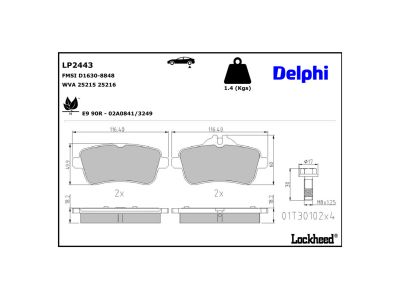 Juego de 4 pastillas de freno (Almohadilla de freno) DELPHI ref. LP2443