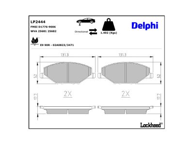 Juego de 4 pastillas de freno (Almohadilla de freno) DELPHI ref. LP2444
