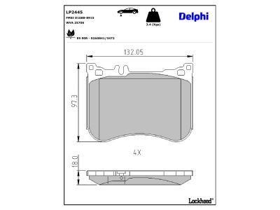 Juego de 4 pastillas de freno (Almohadilla de freno) DELPHI ref. LP2445