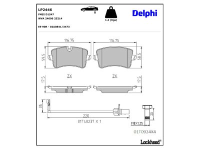 Jeu de 4 plaquettes de frein DELPHI ref. LP2446