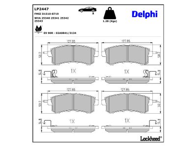 Juego de 4 pastillas de freno (Almohadilla de freno) DELPHI ref. LP2447