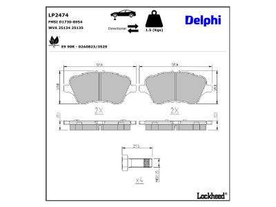 Jeu de 4 plaquettes de frein DELPHI LP2474