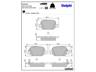 Juego de 4 pastillas de freno (Almohadilla de freno) DELPHI ref. LP2475