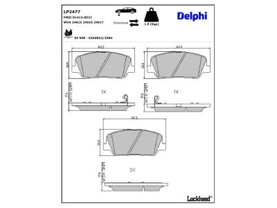 Juego de 4 pastillas de freno (Almohadilla de freno) DELPHI ref. LP2477