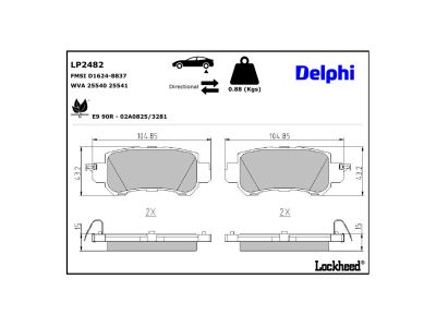 Jeu de 4 plaquettes de frein DELPHI ref. LP2482