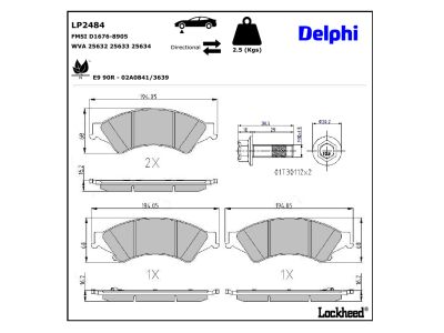 Juego de 4 pastillas de freno (Almohadilla de freno) DELPHI ref. LP2484