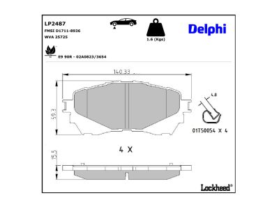 Juego de 4 pastillas de freno (Almohadilla de freno) DELPHI ref. LP2487