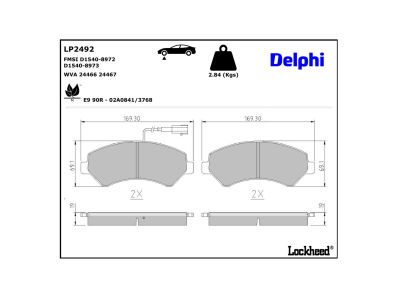 Jeu de 4 plaquettes de frein DELPHI ref. LP2492