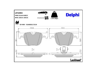 Jeu de 4 plaquettes de frein DELPHI LP2494
