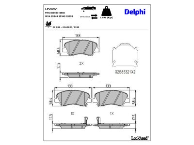 Juego de 4 pastillas de freno (Almohadilla de freno) DELPHI ref. LP2497
