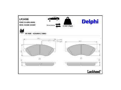 Juego de 4 pastillas de freno (Almohadilla de freno) DELPHI ref. LP2498