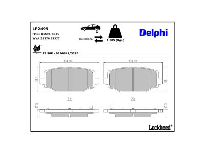 Jeu de 4 plaquettes de frein DELPHI LP2499