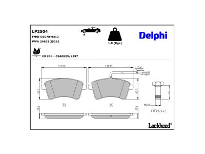 Juego de 4 pastillas de freno (Almohadilla de freno) DELPHI ref. LP2504