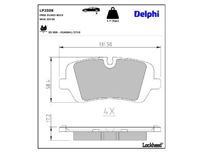 Jeu de 4 plaquettes de frein DELPHI LP2508