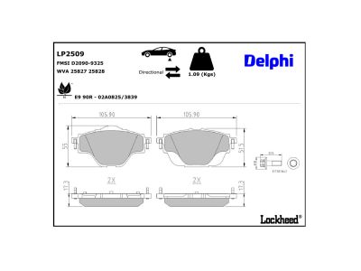 Jeu de 4 plaquettes de frein DELPHI ref. LP2509