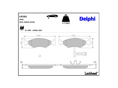 Juego de 4 pastillas de freno (Almohadilla de freno) DELPHI ref. LP255