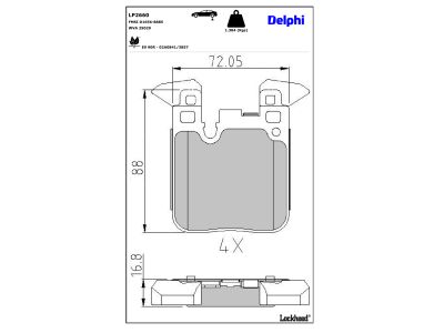 Jeu de 4 plaquettes de frein DELPHI ref. LP2660
