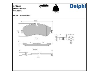 Juego de 4 pastillas de freno (Almohadilla de freno) DELPHI ref. LP2661