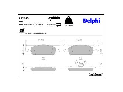Juego de 4 pastillas de freno (Almohadilla de freno) DELPHI ref. LP2663