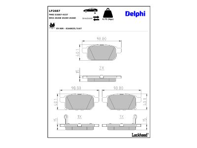 Juego de 4 pastillas de freno (Almohadilla de freno) DELPHI ref. LP2687