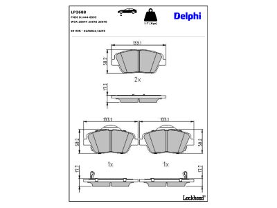 Juego de 4 pastillas de freno (Almohadilla de freno) DELPHI ref. LP2688