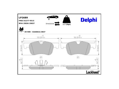 Juego de 4 pastillas de freno (Almohadilla de freno) DELPHI ref. LP2689