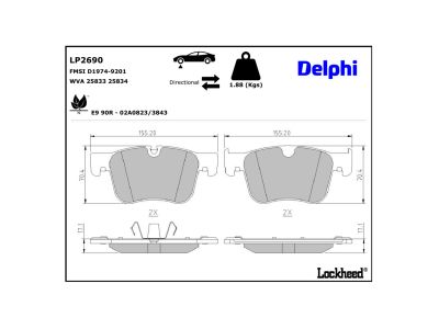 Juego de 4 pastillas de freno (Almohadilla de freno) DELPHI ref. LP2690