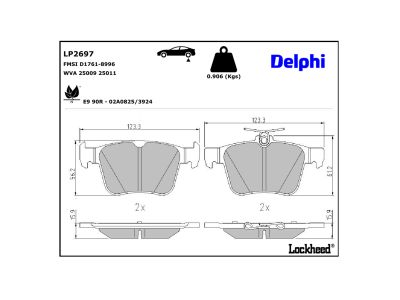 Jeu de 4 plaquettes de frein DELPHI ref. LP2697