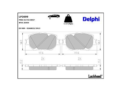 Juego de 4 pastillas de freno (Almohadilla de freno) DELPHI ref. LP2699