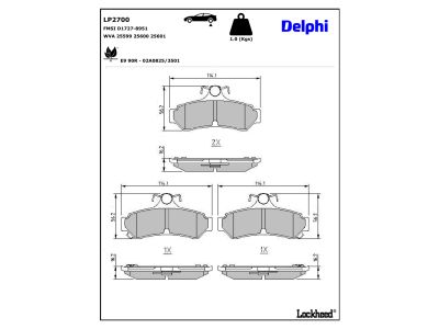 Jogo de 4 pastilhas de travão DELPHI ref. LP2700