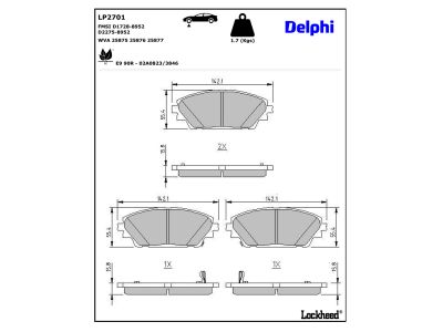 Juego de 4 pastillas de freno (Almohadilla de freno) DELPHI ref. LP2701
