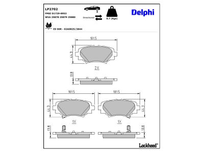 Jogo de 4 pastilhas de travão DELPHI ref. LP2702