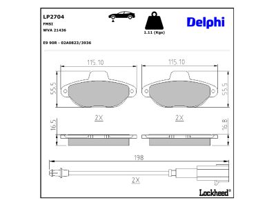 Juego de 4 pastillas de freno (Almohadilla de freno) DELPHI ref. LP2704