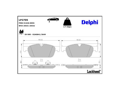 Juego de 4 pastillas de freno (Almohadilla de freno) DELPHI ref. LP2705