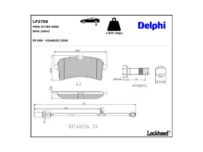 Juego de 4 pastillas de freno (Almohadilla de freno) DELPHI ref. LP2706