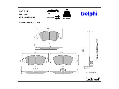 Juego de 4 pastillas de freno (Almohadilla de freno) DELPHI ref. LP2715
