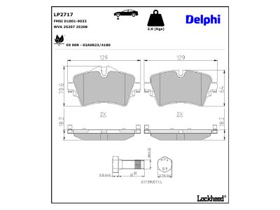 Juego de 4 pastillas de freno (Almohadilla de freno) DELPHI ref. LP2717