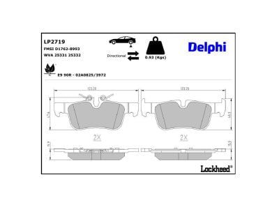Jeu de 4 plaquettes de frein DELPHI ref. LP2719