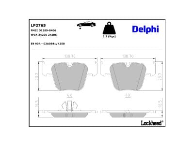 Juego de 4 pastillas de freno (Almohadilla de freno) DELPHI ref. LP2765