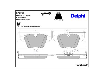 Juego de 4 pastillas de freno (Almohadilla de freno) DELPHI ref. LP2766