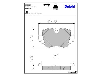 Jeu de 4 plaquettes de frein DELPHI LP2767