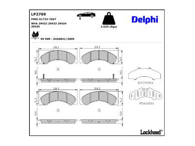 Jeu de 4 plaquettes de frein DELPHI ref. LP2769