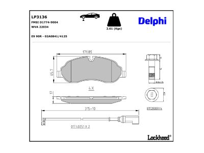 Juego de 4 pastillas de freno (Almohadilla de freno) DELPHI ref. LP3136
